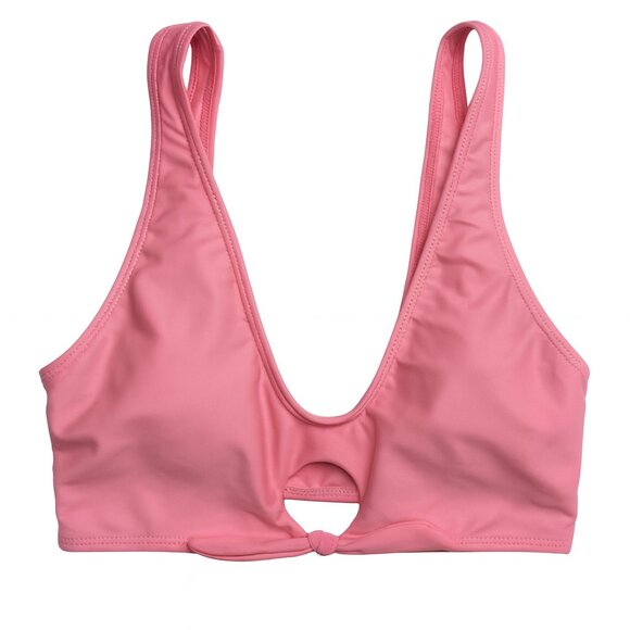 Ocean 101 Pink Knot Front Cut-Out Swim Top Size S • Bikini Crop Swimwear- A176 - Picture 1 of 4